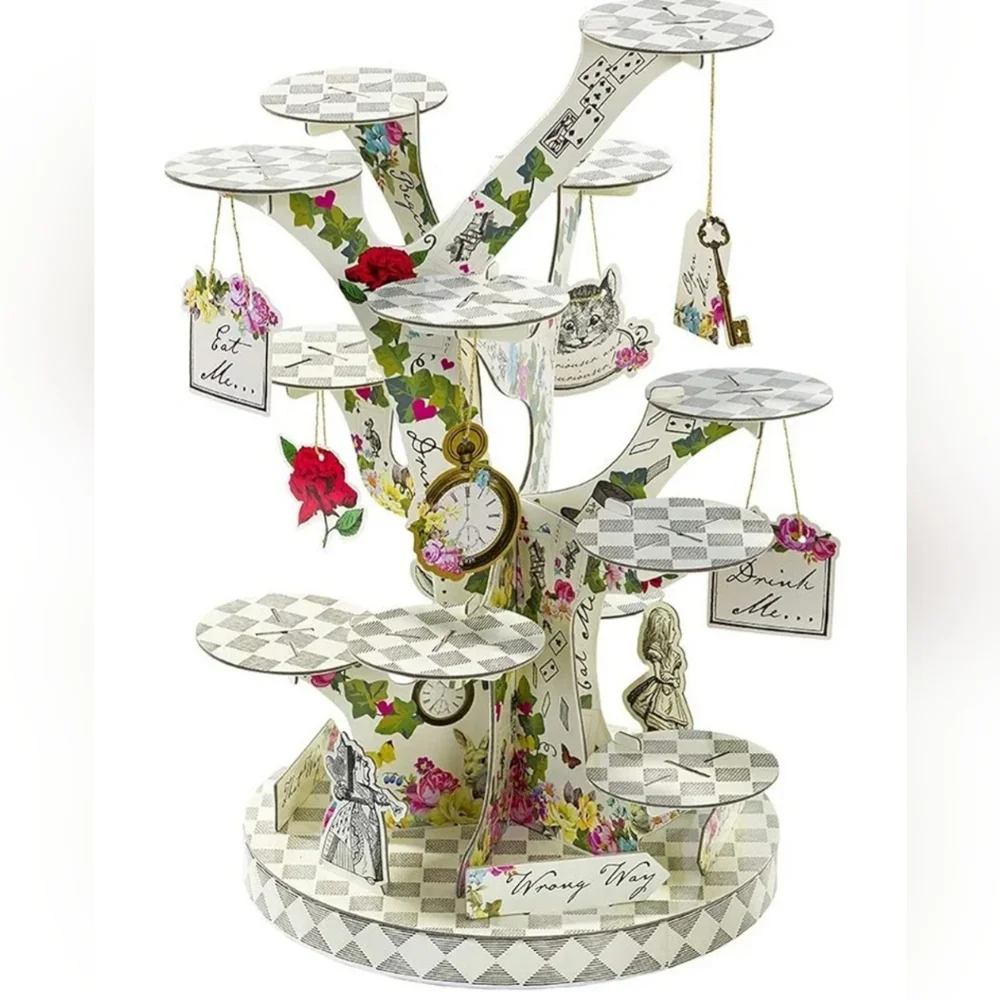 Alice in Wonderland Themed Dessert Stand - White Floral